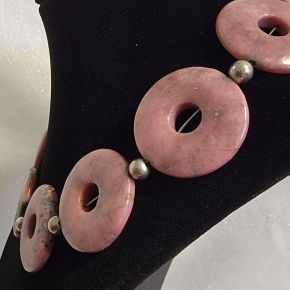 Raspberry Pink Rhodolite Circle Necklace - Picture 7 of 10